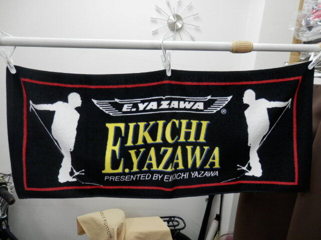 #73496【中古品】コレクター放出品!矢沢永吉 E.YAZAWAフェイスタオル 羽ロゴ シルエット 約33×80cm拍卖
