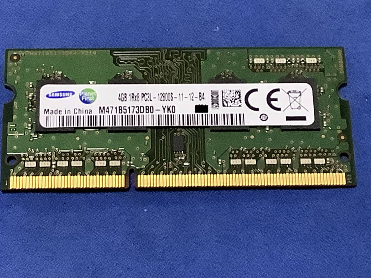 DDR3メモリ SAMSUNG PC3L-12800S 4GB ノートブック用メモリ 204pin SODIMM M471B5173DB0-YK0 両面実装 (1Rx8) 動作保証品拍卖