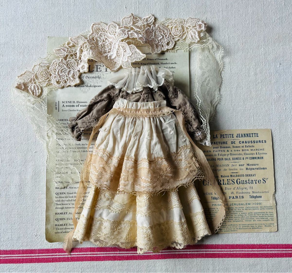 紅茶染めアンティーク加工お洋服セット/ブライスアウトフィット/ネオブライス着せ替え服/ドール服/ハンドメイド/moof拍卖