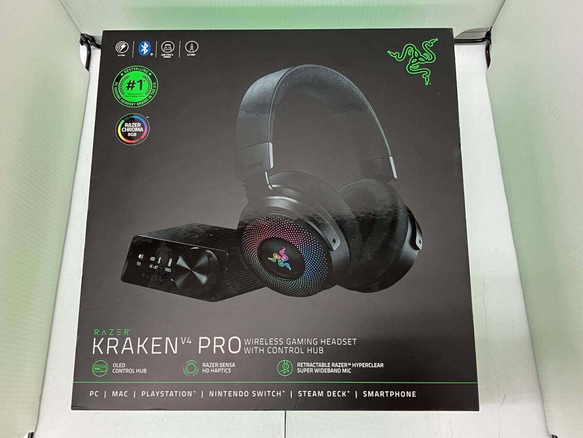 2025-YO2-SKR07E032★Razer レイザー Kraken V4 Pro ワイヤレスゲーミングヘッドセット HyperSpeed Wireless 2.4GHz 現状品★拍卖