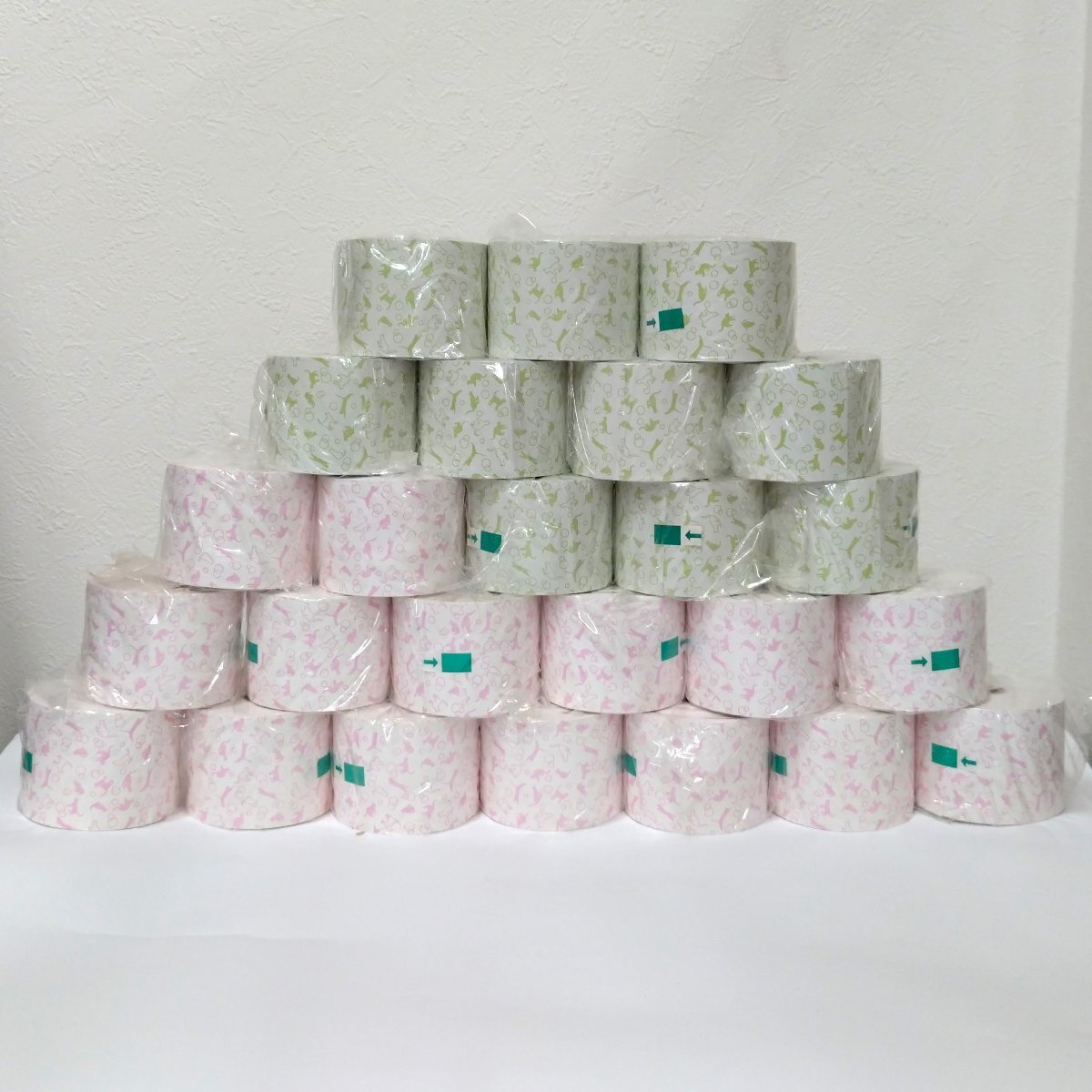 《 アウトレット・未使用品 》イラスト付 感熱ファンシーレジロール紙 58×80×12 【 ねこ ×25巻 (ピンク×15、グリーン×10)】※簡易梱包拍卖