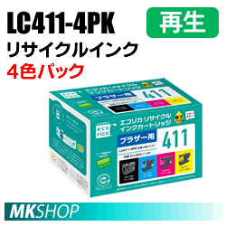 送料無料 DCP-J926N/J914N/J928N/J526N/J528N/J915N/J1800N用 リサイクルインクカートリッジ 4色パック エコリカ (代引不可)拍卖