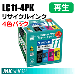 送料無料 ブラザー用 LC11-4PK リサイクルインクカートリッジ 4色パック エコリカ ECI-BR114P/BOX(代引不可)拍卖