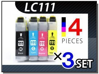 ●送料無料 ブラザー用 ICチップ付 互換インク LC111 4色×3セット拍卖