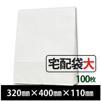 宅配袋 大 白無地 100枚 幅320mm×高さ400mm×マチ110mm ベロ55mm テープ付 マチ付きクラフト封筒拍卖
