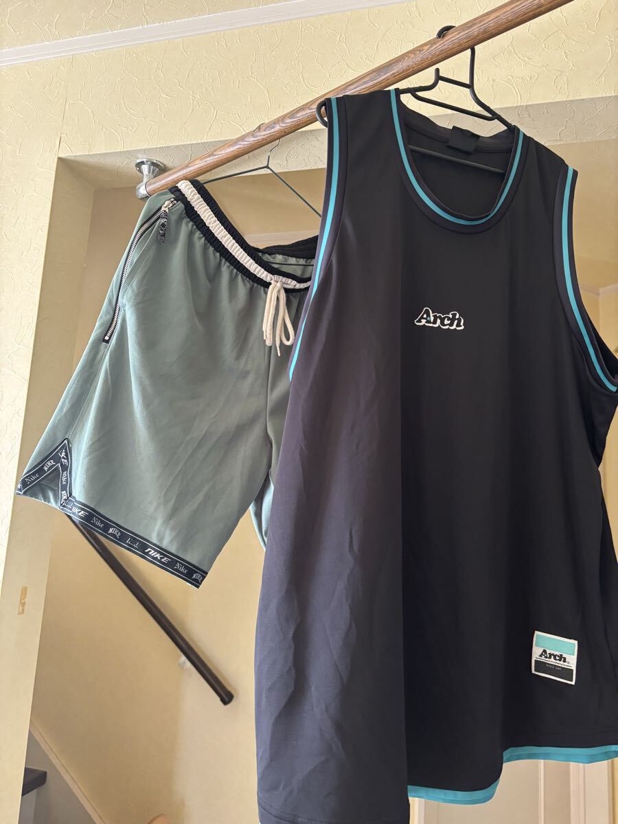 オシャレ!NIKE バスパンハーフパンツArchタンクトップ上下セットXLサイズ180cm前後の方におすすめバスケットボールトレーニングウェア速乾拍卖