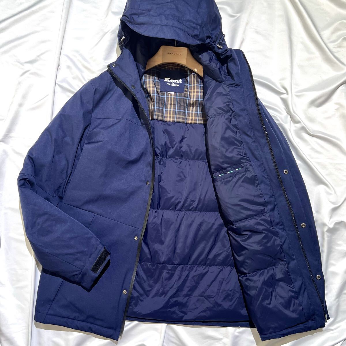 極美品!!! Kent in TRADITION【至高の逸品】ケント ダウンジャケット ブルゾン アウター パーカー ネイビー チェック Lサイズ C15拍卖