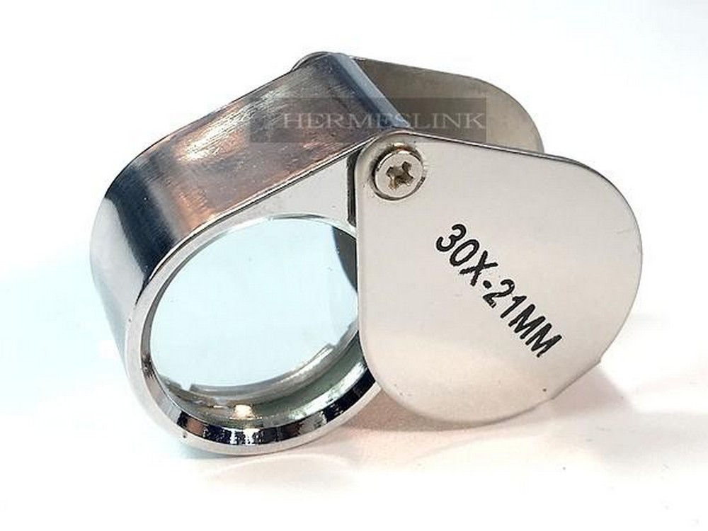 ジュエリールーペ 30倍 ハンドルーペ 拡大鏡 小型ルーペ ミニルーペ チェーンホルダー付き 宝石鑑定 時計鑑定 基盤確認 拍卖