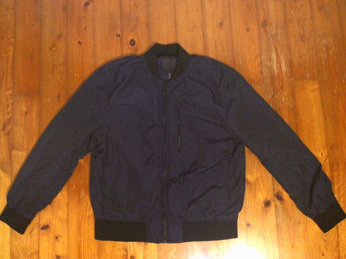 ☆美品☆エイチアンドエム【H&M】MA-1風 ジップアップ ジャケット ジャンパー M 濃紺 ネイビー 拍卖