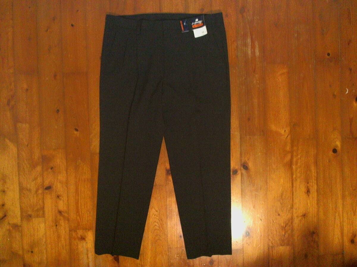 ☆新品・未使用【ノーアイロン☆折り目長持ち】ツータック スラックス ボトムス ウエスト94 黒灰 千鳥格子 濃いグレー拍卖