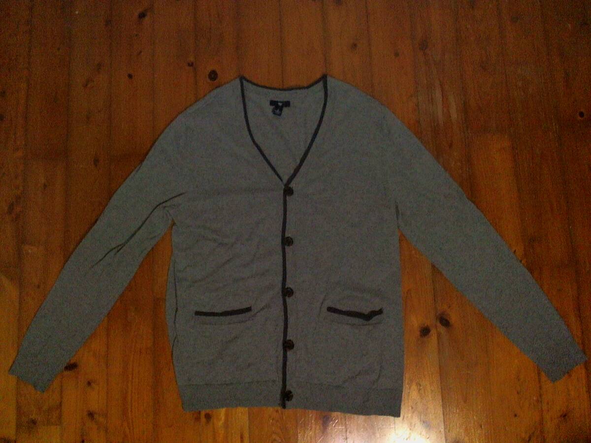 ☆ギャップ【GAP】コットンニット カーディガン 薄手ジャケット L グレー 拍卖