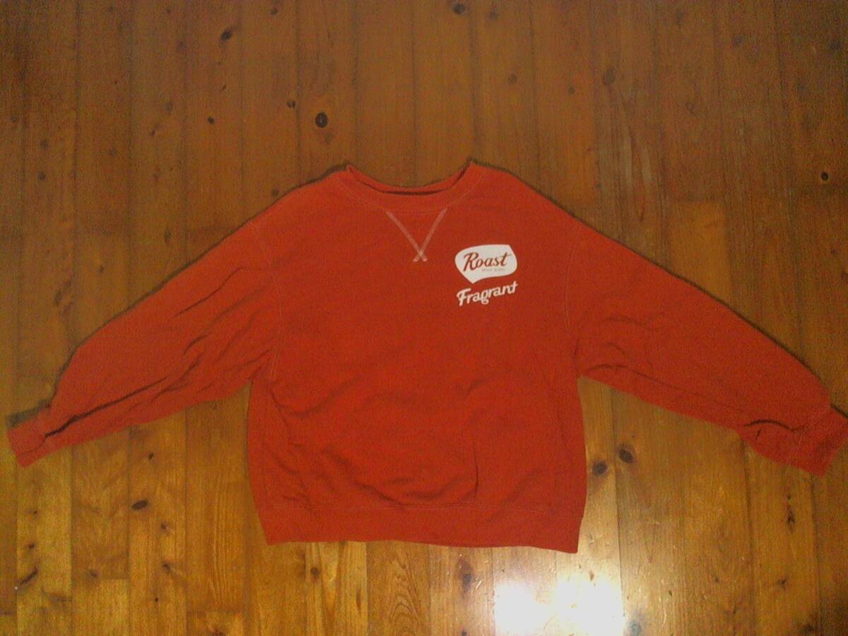 ☆マウジー【ROAST PRINT POJ】スウェット プルオーバー 前Vシャツ トレーナー FREE オレンジ拍卖