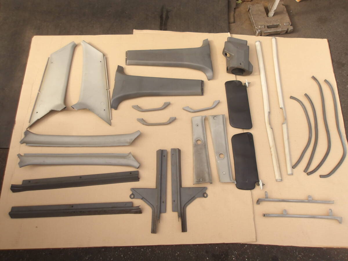 ⑧(7244 サニー HB11 車内 トリム セット 内張り 内装 バイザー コラムカバー ピラートリム 日産 旧車 B11 NISSAN SUNNY 76496㎞ 2025/10拍卖