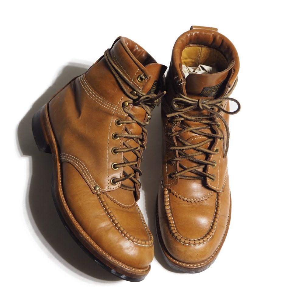 P5586R39 ■RRL Ralph Lauren ダブルアールエル■ USA製 R1817 モックトゥ ワークブーツ ブラウン 8.5D/26.5cm / メンズ 茶拍卖