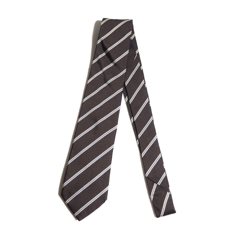 P8589f13 ■FRANCO BASSI フランコバッシ■ イタリア製 シルク ネクタイ ブラウンストライプ / 絹 フォーマル レジメンタル拍卖