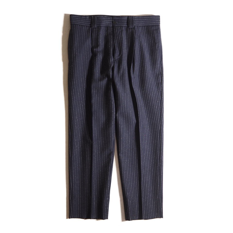C3999f52 ■CARUSO カルーゾ■ タック テーパード ウールパンツ ネイビー ストライプ 50 / スラックス 紺 秋冬拍卖