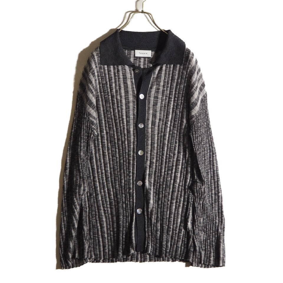 C4794f29 ■TAAKK ターク■ 23SS RIB KNIT CARDIGAN リブニット カーディガン ブラック 2 / レーヨン サマーニット メンズ 春~秋拍卖