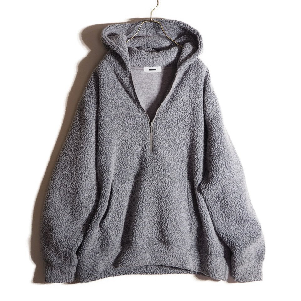C4082z5 ■REVERBERATE リバーバレイト■ 24AW POLARTEC BOA HOODY ポーラテック プルオーバーパーカー グレー 2 秋冬拍卖