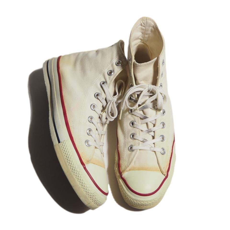 R2558R47 ■CONVERSE コンバース■ USA製 80's ALL STAR HI ハイカット スニーカー ホワイト US9/27.5cm 80年代 ヴィンテージ拍卖