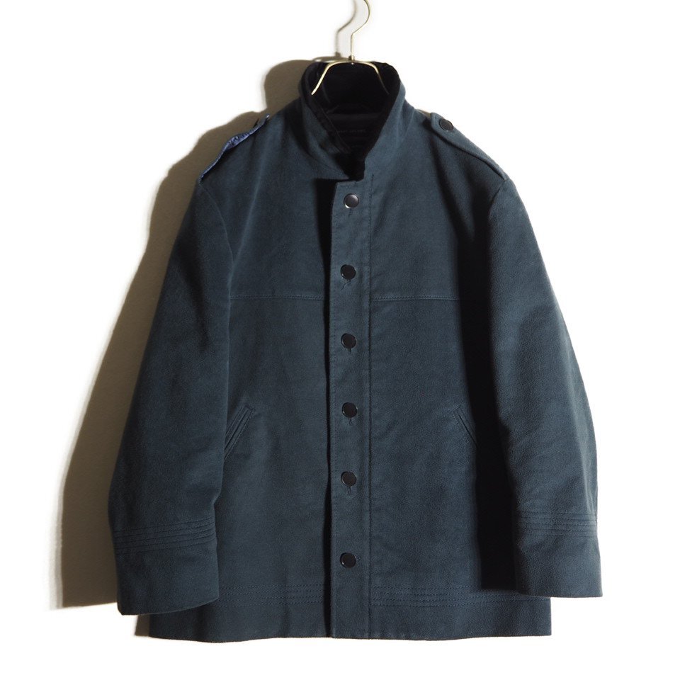 P9656h24 ■MARC JACOBS マークジェイコブス■ スタンドカラー エポーレット付き モールスキン コットンジャケット ネイビー 48 /紺 秋冬拍卖