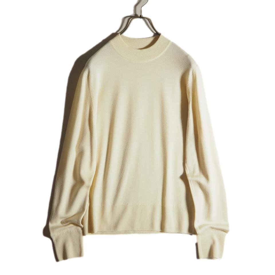 P5935f21 ■JOHN SMEDLEY ジョンスメドレー■ モックネック ウールニット アイボリー M / 英国製 メンズ ホワイト 秋冬拍卖