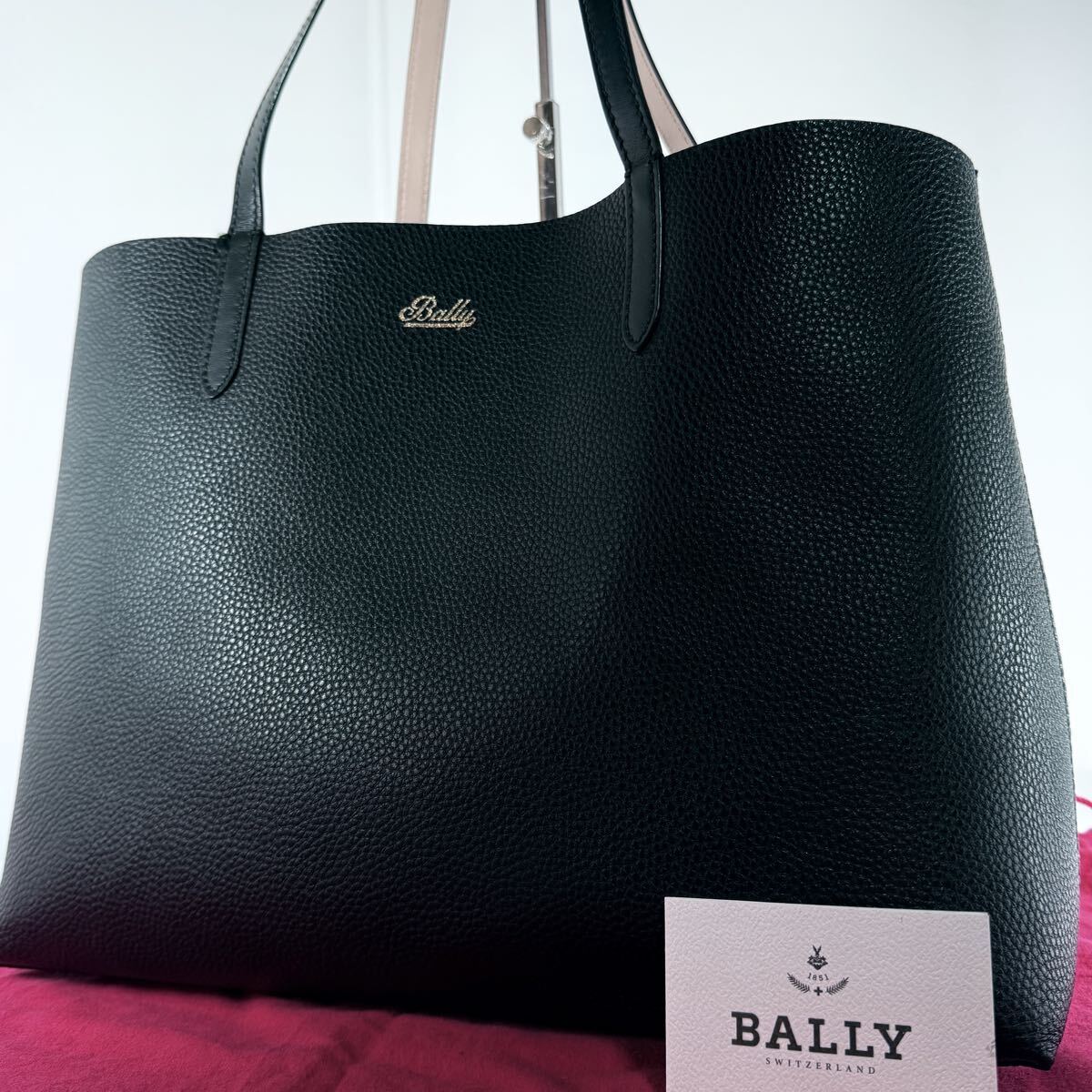 1円【 新品同様 】 バリー BALLY トートバッグ 肩掛け ビジネス A4可 ブラック ブリーフケース レザー レディース メンズ拍卖