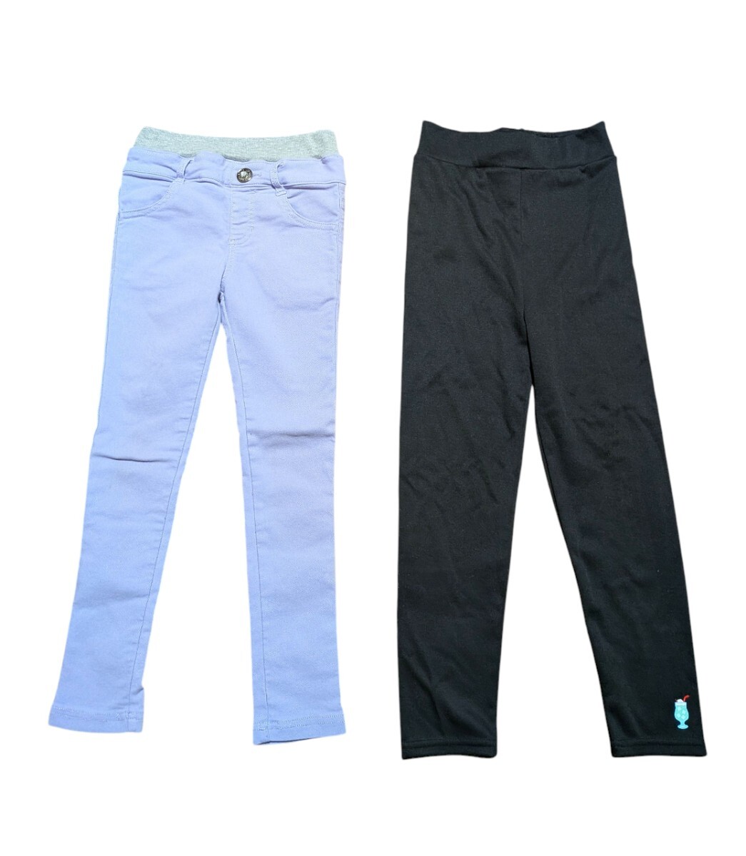 キッズ カラータイトパンツ ストレッチレギパン 120 裏起毛スパッツ レギンス 2点セット しまむら拍卖