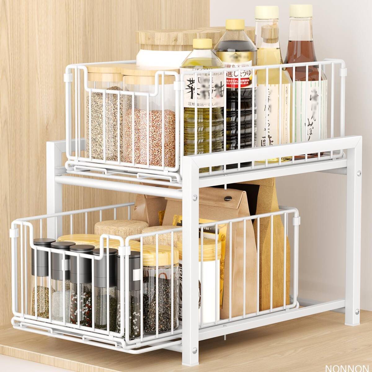 TKUIN シンク下ラック 収納 スライド 幅27×奥行37×高さ38.5cm 大容量 引き出し 2段 キッチン収納 洗面台下 収拍卖