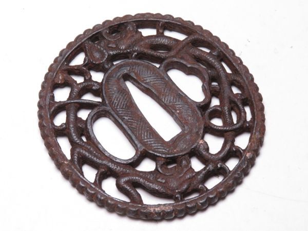 【11986】江戸時代〜明治期 刀装具 鉄地 南蛮 鍔 (検/武具/刀/拵)(初品・買取品)拍卖