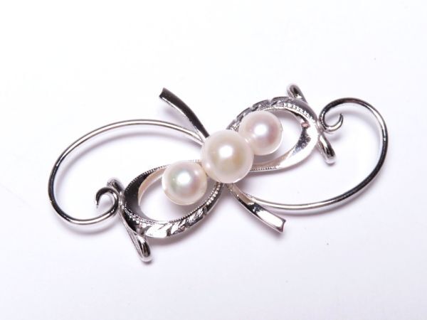 【12184】和装小物 大正~昭和 銀地 パール 帯留め(初品・買取品)拍卖