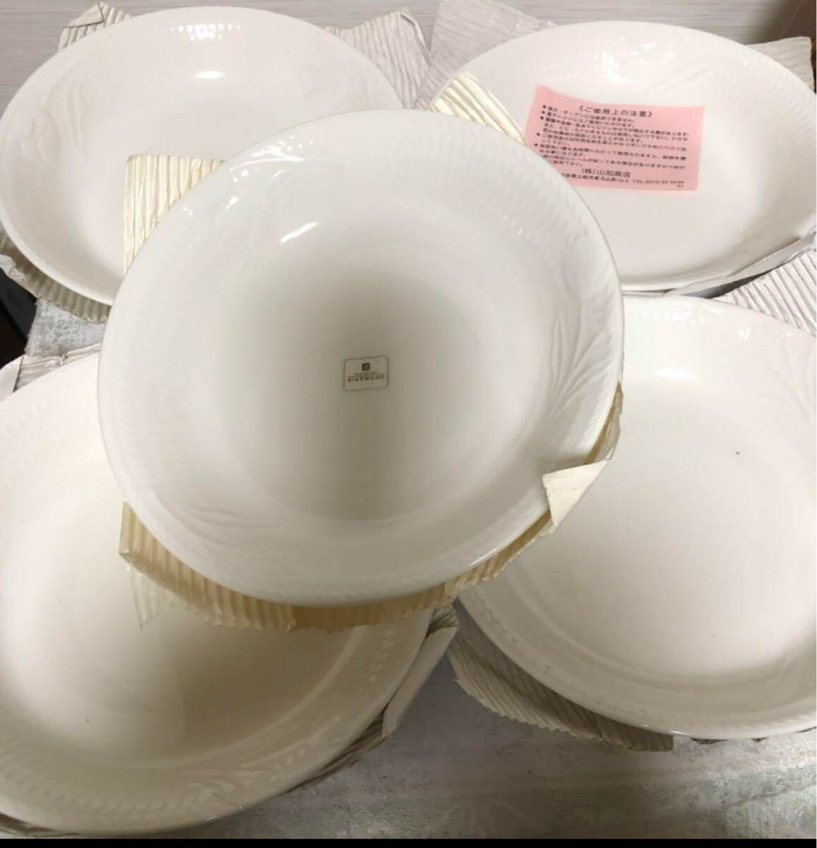 新品 ジバンシー パスタカレーセット 5枚 パスタ皿 カレー皿 am シチュー皿 エンボス 花柄プレート ジバンシィ拍卖