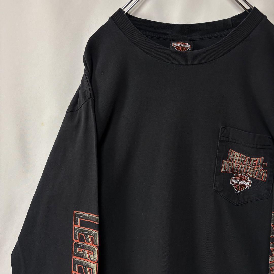 USA製 ハーレーダビッドソン ロングTシャツ Lサイズ ブラック プリントロゴ拍卖