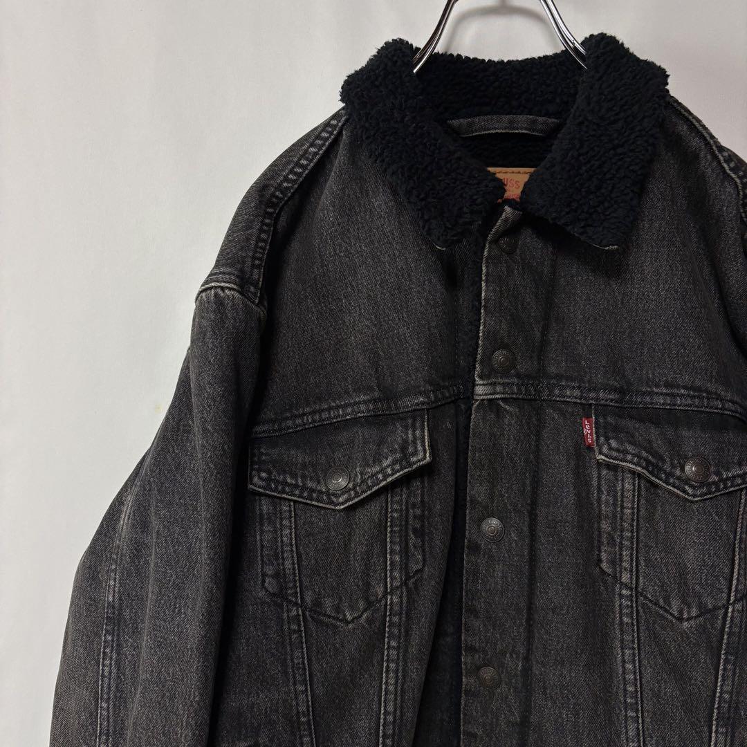 リーバイス デニムボアジャケット ブラックデニム Mサイズ 古着 Gジャン拍卖