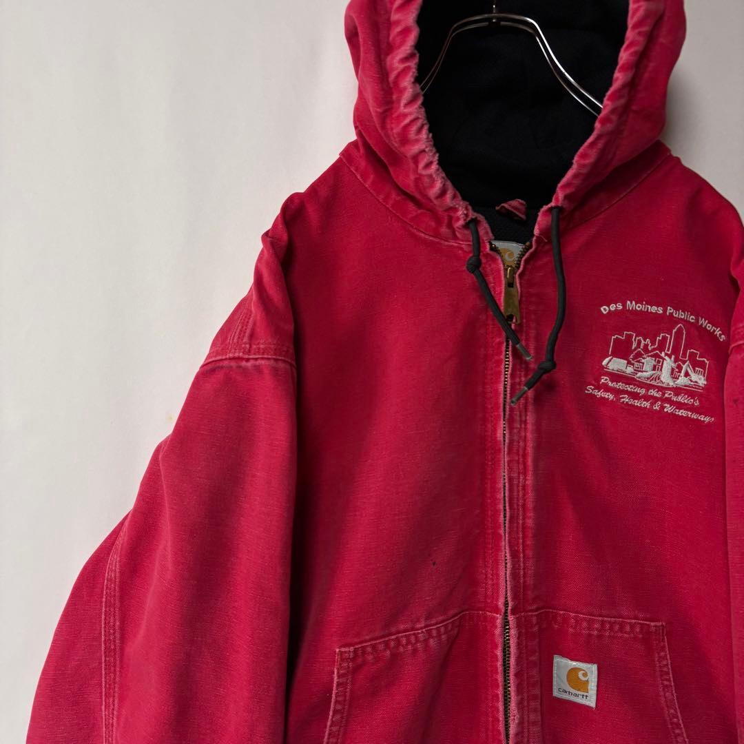 カーハート アクティブジャケット  Lサイズ ピンク ダック生地 フーディー 古着拍卖