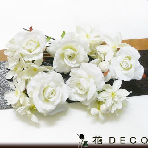 ヘッドドレス ミニバラと小花 白 結婚式 ウェディング 成人式 ブライダル拍卖