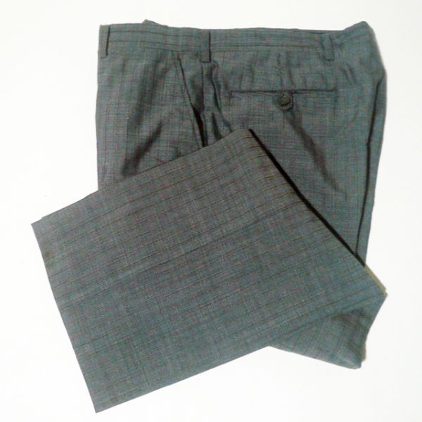 パンツ スラックス L グレー 縦縞折柄 春夏秋 ビジネス メンズ 紳士 (▽21)拍卖