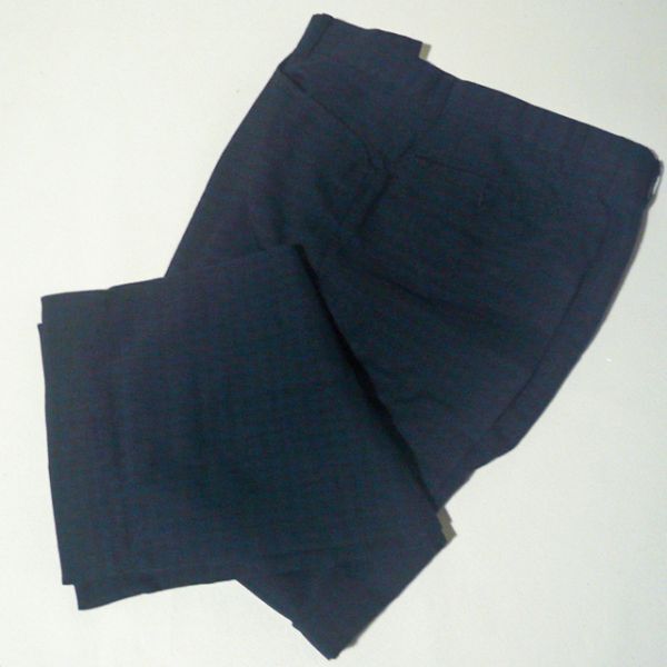 パンツ スラックス M 紺黒チェック 春夏秋 ビジネス メンズ 紳士 (▽20)拍卖