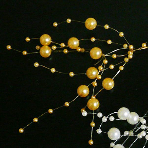 即決 花 髪飾り パールビーズユーピン付 ゴールド色 結婚式 成人式拍卖