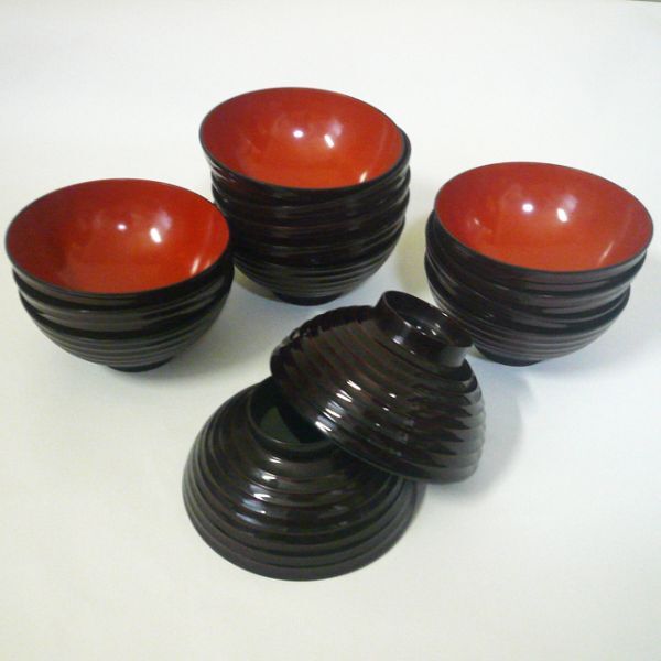 和食器 お椀 汁椀 横ライン 漆器風 まとめて 14個 長期保管品(M04) ▽拍卖