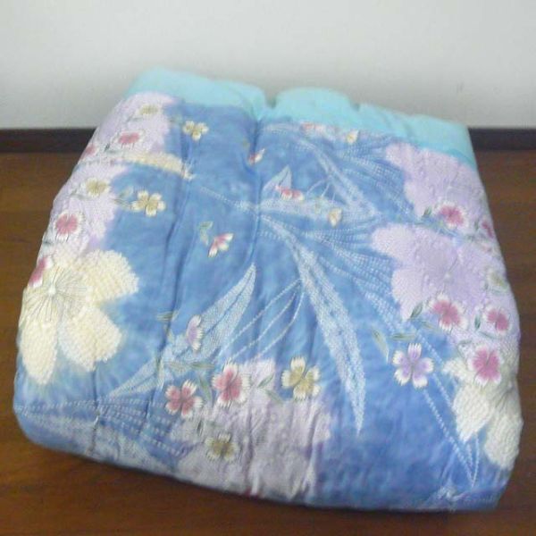 掛布団 シングル 和式 昔ながら 花柄 なでしこ ブルー (T09) ▽拍卖