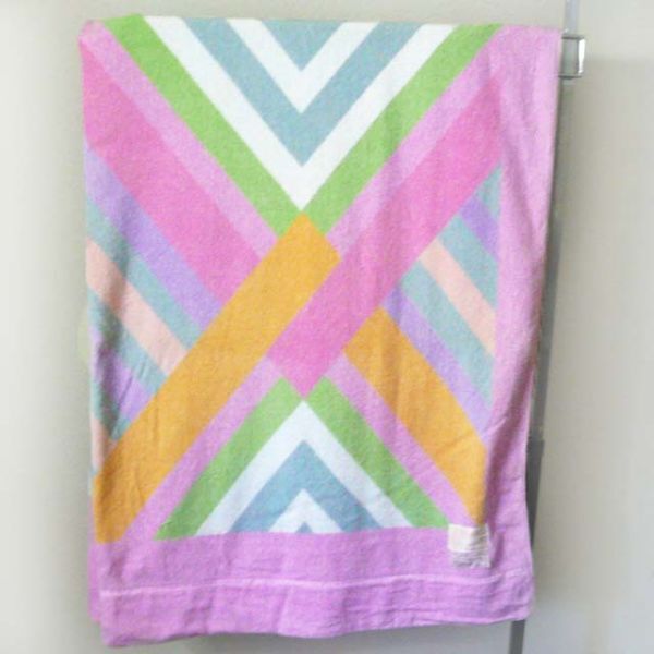 タオルケット シングル 幾何学模様 ピンク系(R04)拍卖