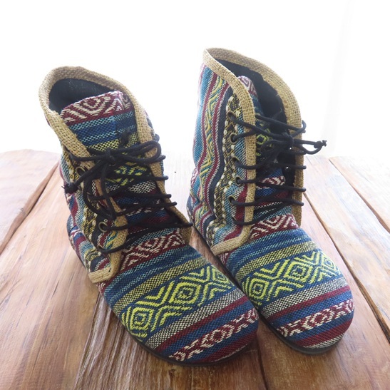 〓 新品 〓 ゲリ 編み上げブーツ 〓 ゲリコットン エスニック アジアン アジア 靴 シューズ おしゃれ 〓AJ311拍卖