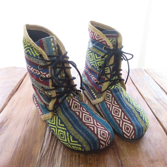 〓 新品 〓 ゲリ 編み上げブーツ 〓 ゲリコットン エスニック アジアン アジア 靴 シューズ おしゃれ 〓AJ519拍卖