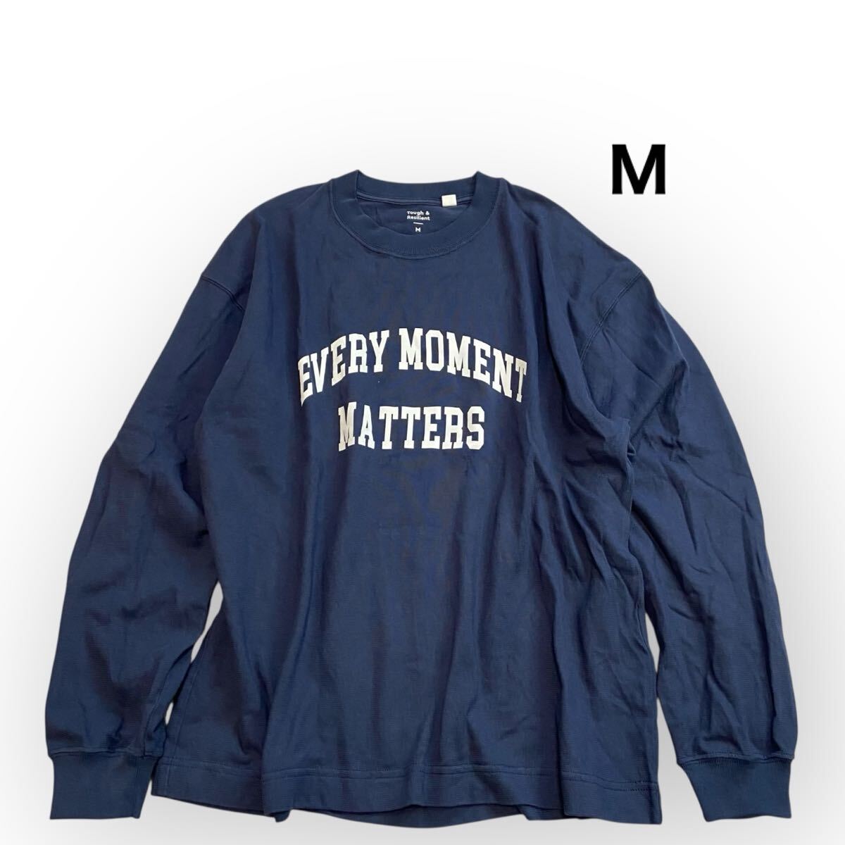 GLOBAL WORKグローバルワーク ヘビロッTEE 長袖 Tシャツ レディースメンズM ネイビー コットン100%拍卖