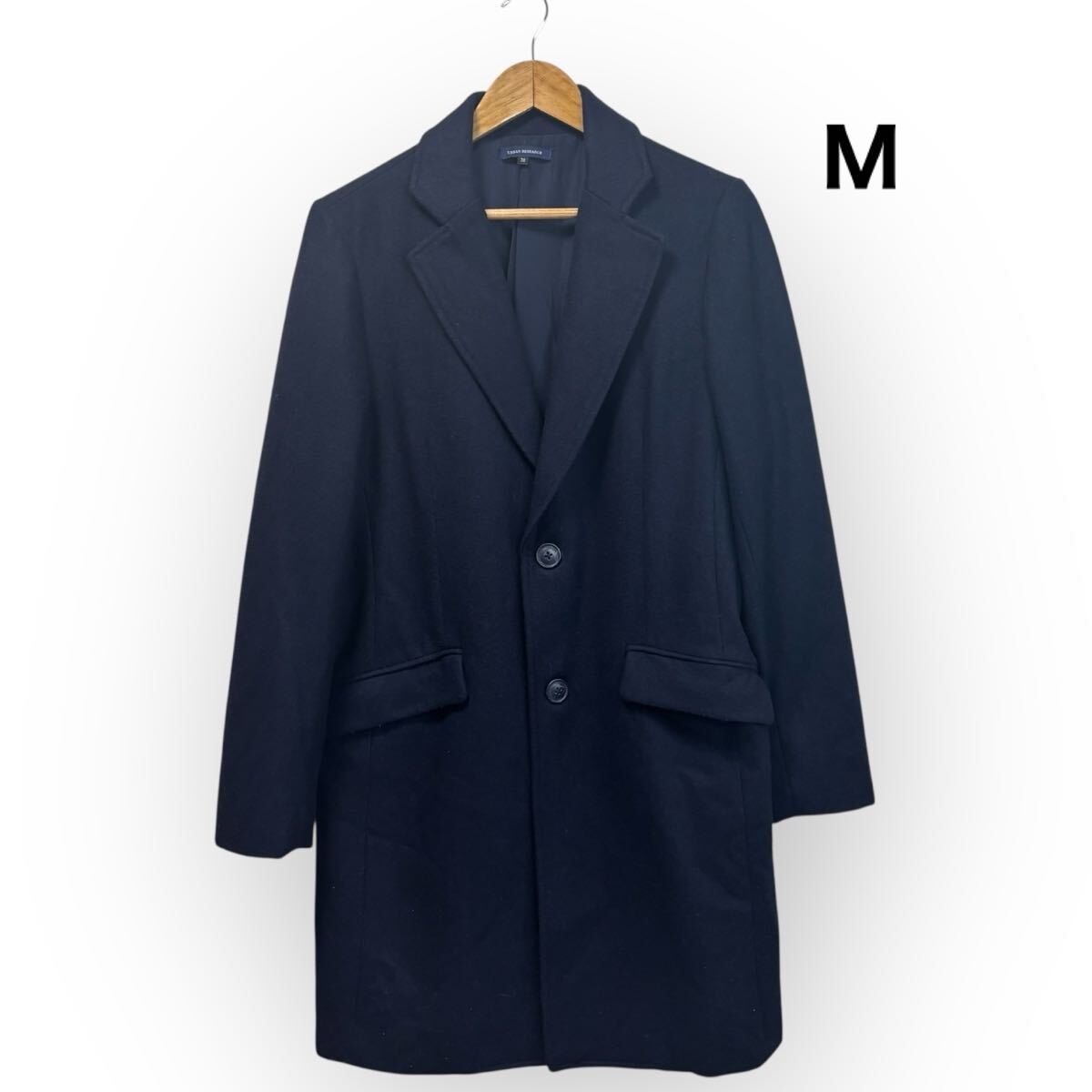 URBAN RESEARCH アーバンリサーチ チェスターコート ネイビー ウール 無地 38 メンズM拍卖