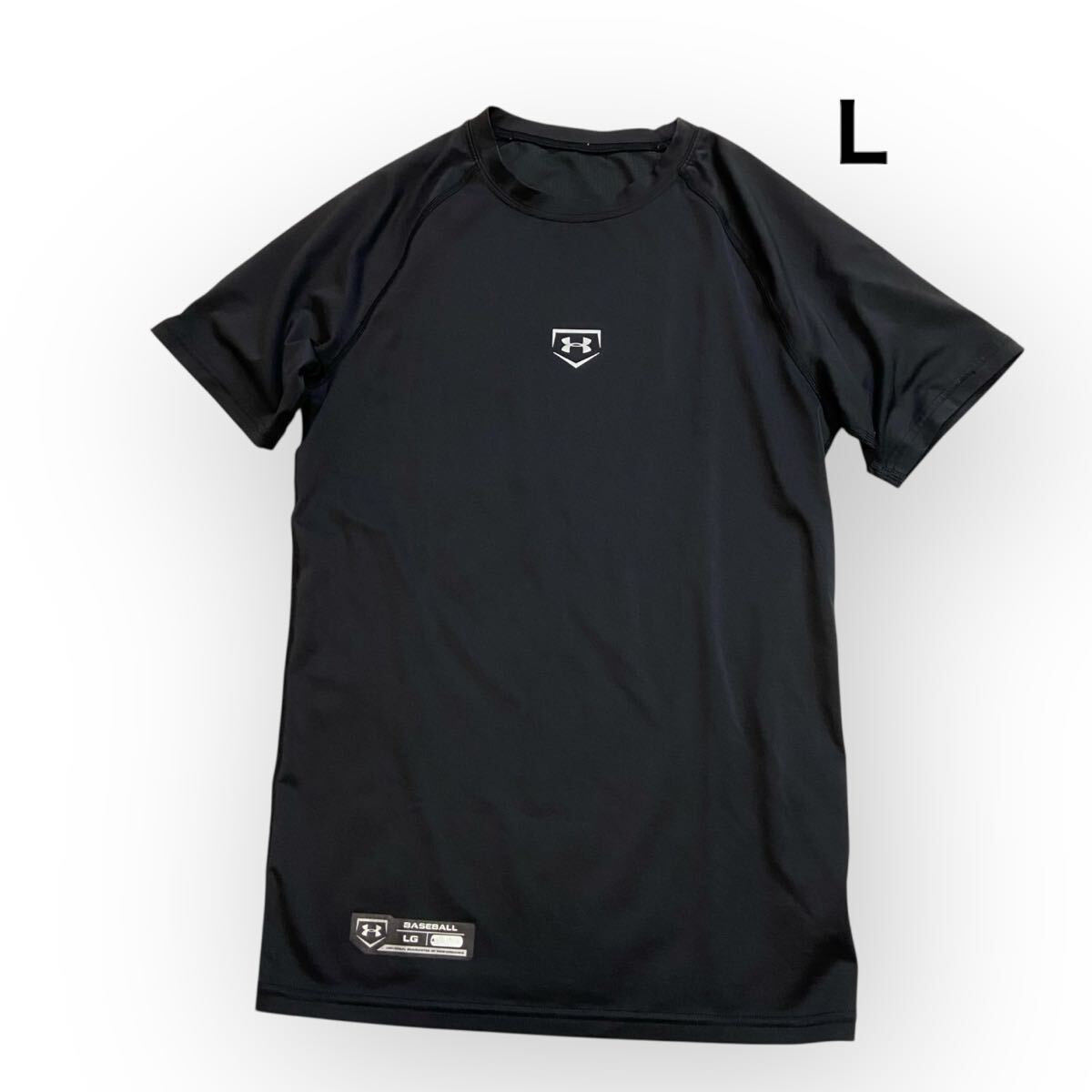 UNDER ARMOUR アンダーアーマー 野球 ベースボール アンダーシャツ インナーシャツ 半袖 ブラック 黒 メンズL拍卖