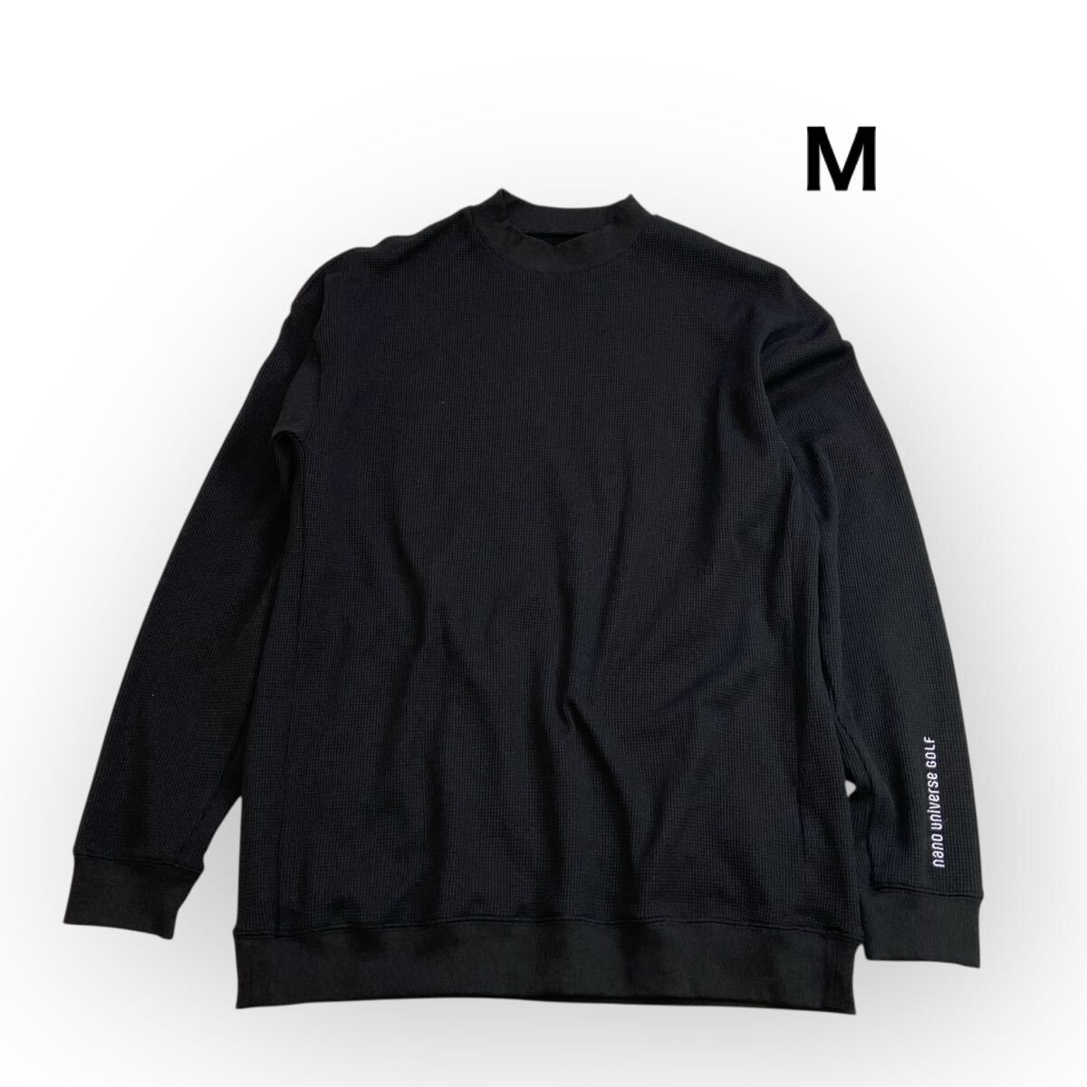 nano universe GOLF ナノユニバース ゴルフ 長袖Tシャツ ブラック 黒 モックネックシャツ メンズM拍卖