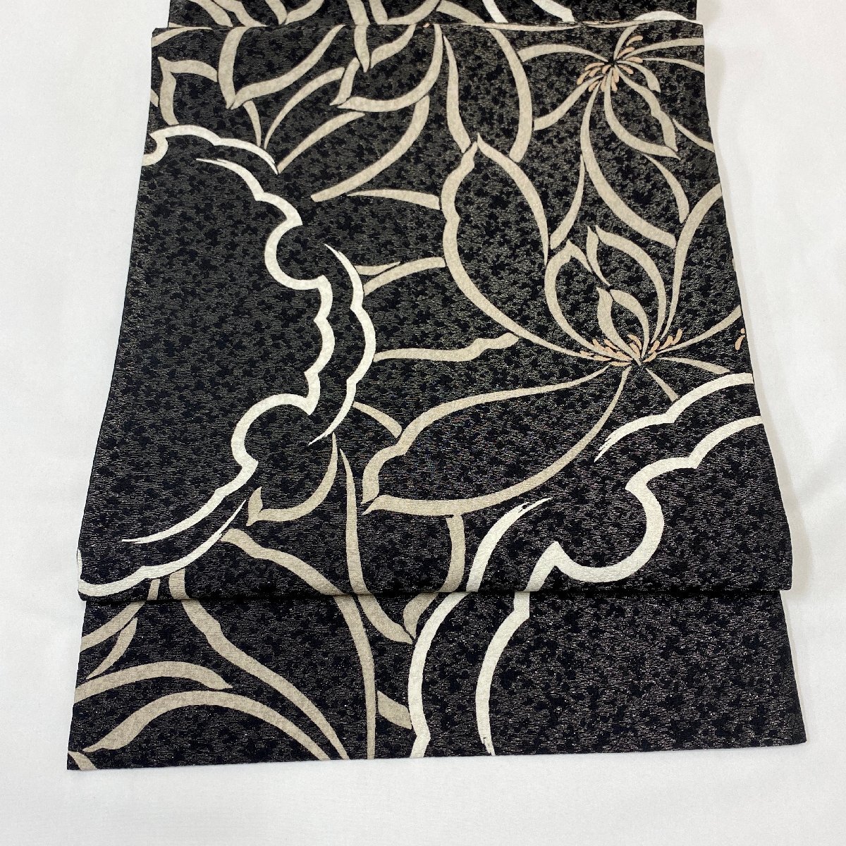 着物月花 手染屋 吉兵衛 雪輪 品のある花 袋帯 全通柄 正絹 銀糸 tob564拍卖