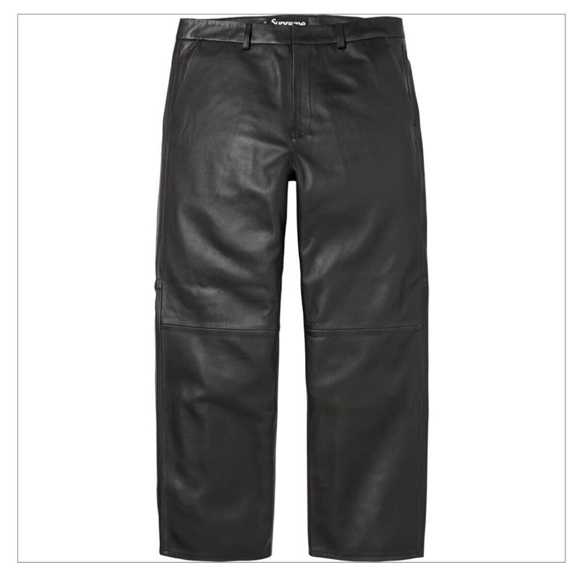 【未使用タグ付】Supreme Leather Trouserシュプリームレザーパンツ34サイズ拍卖