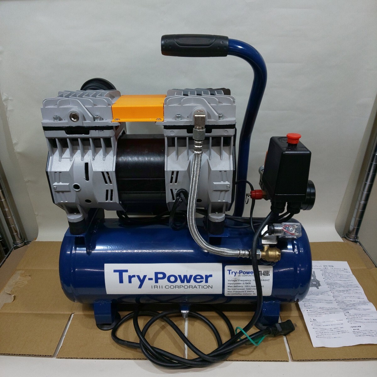 実動品 1馬力オイルレスコンプレッサー イリイ TR-405EC 静音型拍卖